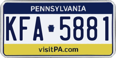 PA license plate KFA5881