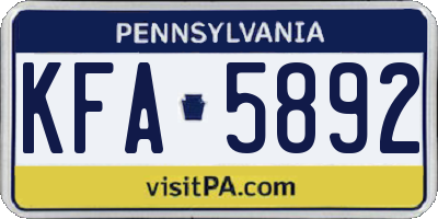 PA license plate KFA5892
