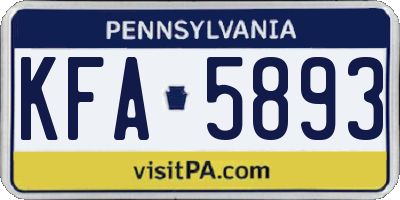 PA license plate KFA5893