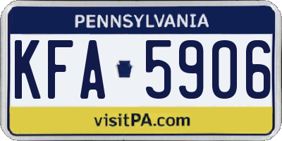 PA license plate KFA5906