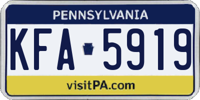 PA license plate KFA5919