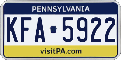 PA license plate KFA5922