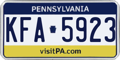 PA license plate KFA5923