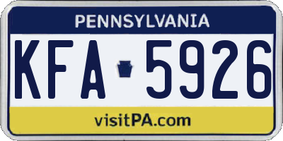 PA license plate KFA5926