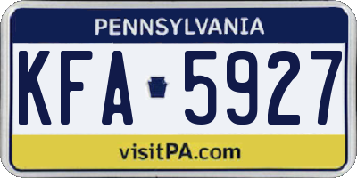 PA license plate KFA5927