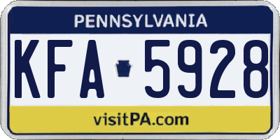 PA license plate KFA5928