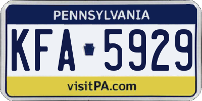 PA license plate KFA5929