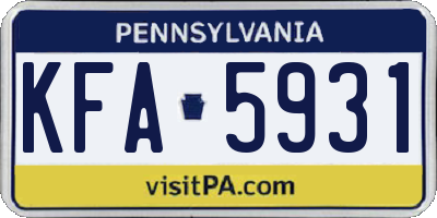 PA license plate KFA5931