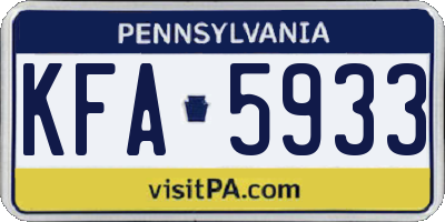 PA license plate KFA5933
