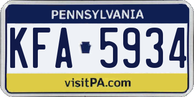 PA license plate KFA5934