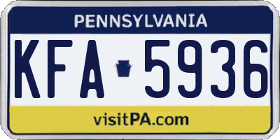 PA license plate KFA5936