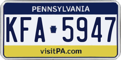 PA license plate KFA5947