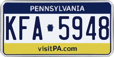 PA license plate KFA5948