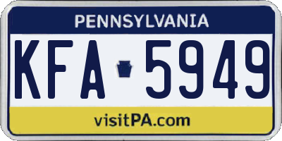 PA license plate KFA5949