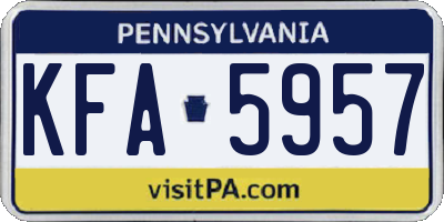 PA license plate KFA5957