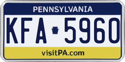 PA license plate KFA5960
