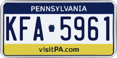 PA license plate KFA5961