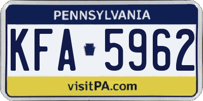 PA license plate KFA5962
