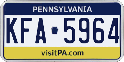 PA license plate KFA5964