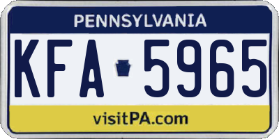 PA license plate KFA5965