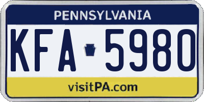 PA license plate KFA5980
