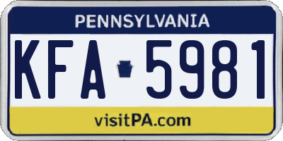 PA license plate KFA5981