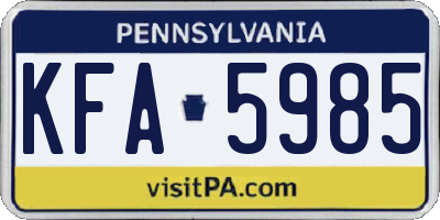 PA license plate KFA5985