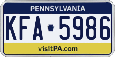 PA license plate KFA5986