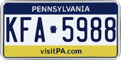 PA license plate KFA5988