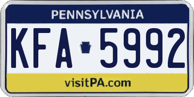PA license plate KFA5992