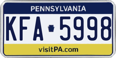 PA license plate KFA5998