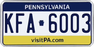 PA license plate KFA6003