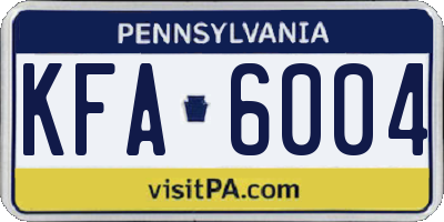 PA license plate KFA6004