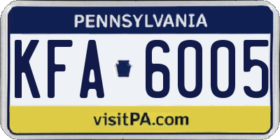 PA license plate KFA6005