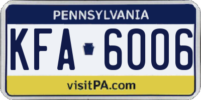 PA license plate KFA6006