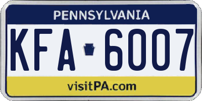 PA license plate KFA6007