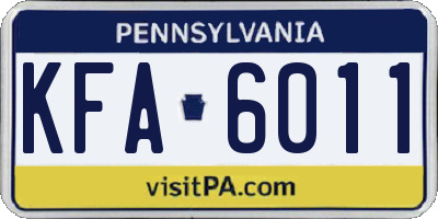 PA license plate KFA6011