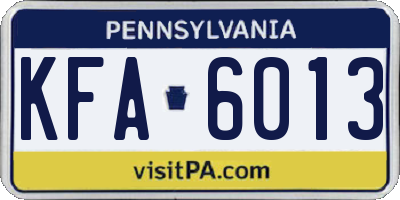 PA license plate KFA6013