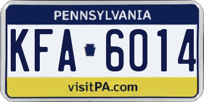 PA license plate KFA6014