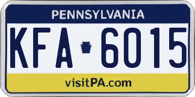 PA license plate KFA6015