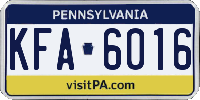 PA license plate KFA6016