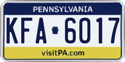 PA license plate KFA6017