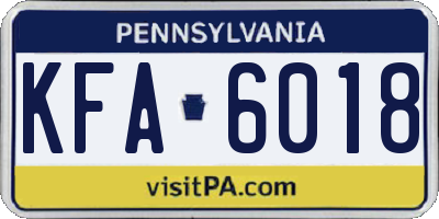 PA license plate KFA6018