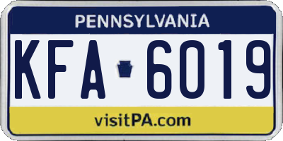 PA license plate KFA6019