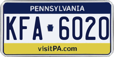 PA license plate KFA6020