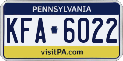 PA license plate KFA6022