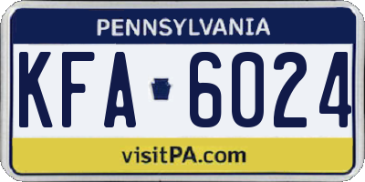 PA license plate KFA6024