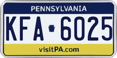 PA license plate KFA6025