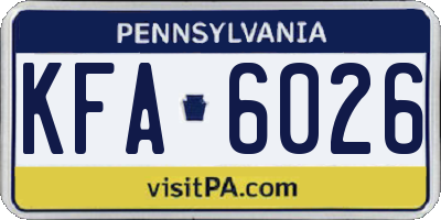 PA license plate KFA6026