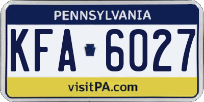 PA license plate KFA6027